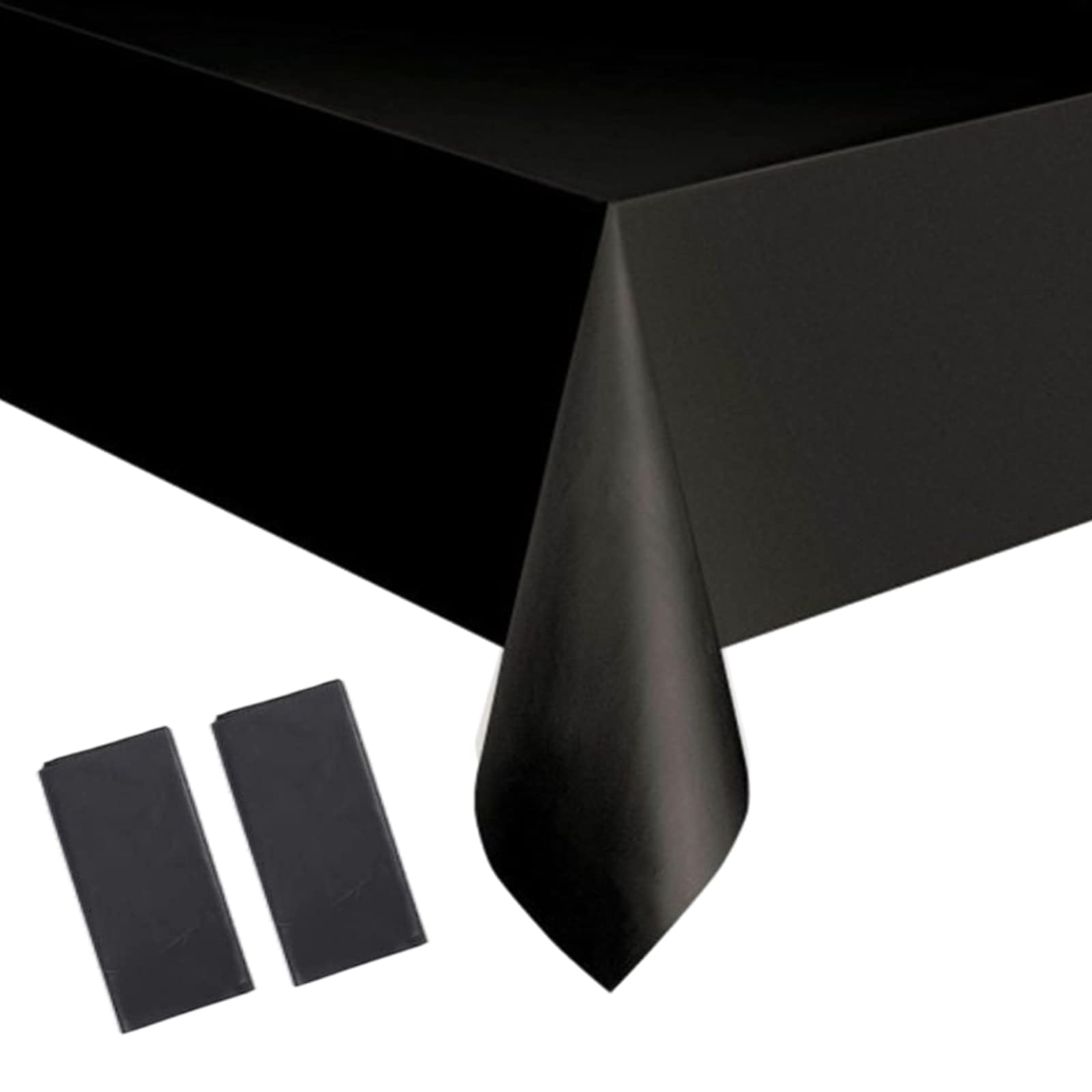 2Pcs Black Disposable Halloween TableCloth Party,137*274cm Large Rectangular Dining Tablecovers Plastic Black Table Cloth Party for Indoor/Outdoor Picnic,Christmas,Halloween,Birthday Party Decorations