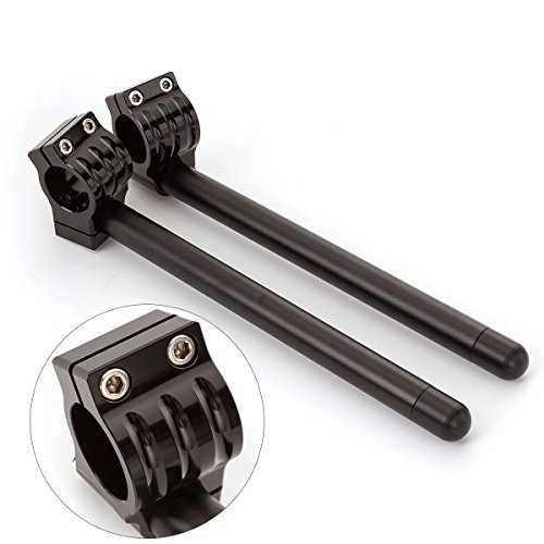 Rzmmotor 38mm 7/8" Motorcycle Aluminum CNC Regular Fork Tube Clip On Handlebar Replaceable Fit for FZR 400/600, NINJA 600/750/900 1985-1992 Universal Bike Cafe Racer Black