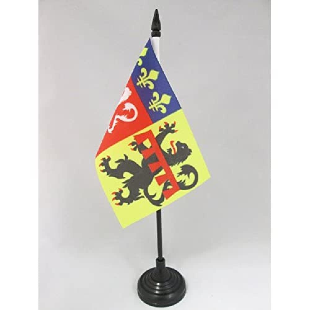 AZ FLAG - Rhône Table Flag 4'' x 6'' - French department Office Mini Banner 100% Polyester 15 x 10 cm - Mini Desk Flag with 10'' Pole and Black Plastic Base