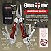 Multitool with Mini Tools Knife Pliers - Best Wooden Handle and Big Attachable Set Bits - Large Utility Multi Function Tool - Good Heavy Ultimate Multi-tool kit for Camping, Hunting - Grand Way 59026