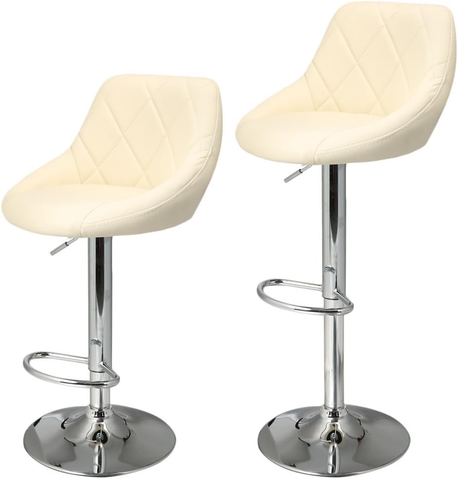 uHom Set of 2 Bar Stool Barstool Kitchen Lounge (Cream)