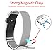 Gealpoor for Fitbit Charge hr Bands Milanese Loop Stainless Steel Metal Bracelet Strap with Unique Magnet Lock Accessories for Fitbit Charge HR (Large, Silver)