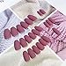 Umillars 24pcs Pure Color Coffin Nails Matte False Gel Nails Art Tips Sets Full Cover Medium False Nails for Ballerina Cosplay Office Lady (Mauve)