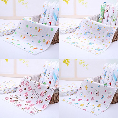 NISSCO 10 Pcs 100% Cotton Baby Handkerchief Gauze Muslin Square