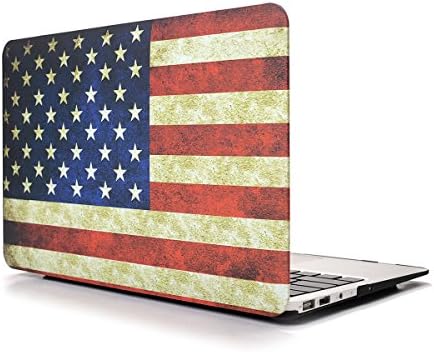 HASESS Vintage American Flag Matte Rubber Coated Hard Shell Case Cover for 11-Inch MacBook Air 11.6" A1370 A1465 + Clear TPU Keyboard Cover + Clear LCD Screen Protector (US Flag)