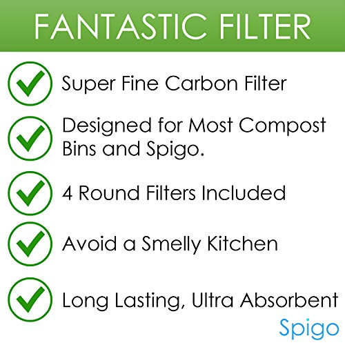 Replacement Kitchen Compost BIN Filter by Spigo, Made with Activated