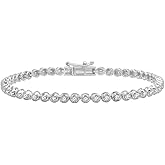 Dazzlingrock Collection 1.00 Ctw Round White Natural Diamond Bezel Set Tennis Bracelet for Women in Real Solid Gold