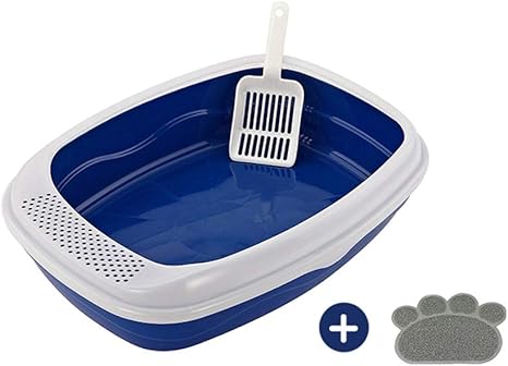 Amazon Co Jp ネコの犬トイレトレ オープン猫のトイレボックスシャベル マット 分離可能かつ簡単にクリーンで大型ハイサイドの猫砂トレーペット トイレ Color A ホーム キッチン