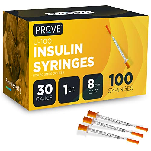 Prove Insulin Syringes 30 Gauge 1cc 8mm 5/16’’, Singleuse Insulin