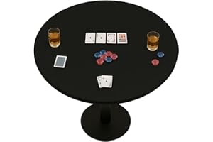 Feltectors Felt Card Game Table Cover for Playing Cards, Poker, Mahjong, Domino, Bridge and Board Game, Elastic Fitted Tablecloth for 36 to 48 Inch Round Tables - Black