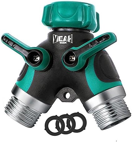 YEAHBEER Garden Hose Splitter,2 Way Hose Connector, with 3/4 Connector - Comfortable Rubberized Grip(3 Free Washers)