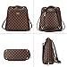 Checkered Fashion Leather Backpack Travel bag for Women Teen (Checkered Backpack Brown 190620)