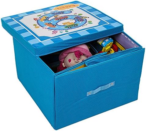 Uberlyfe Foldable Storage and Toy Box - Fox & Owl Design- Blue (Mat Blue)