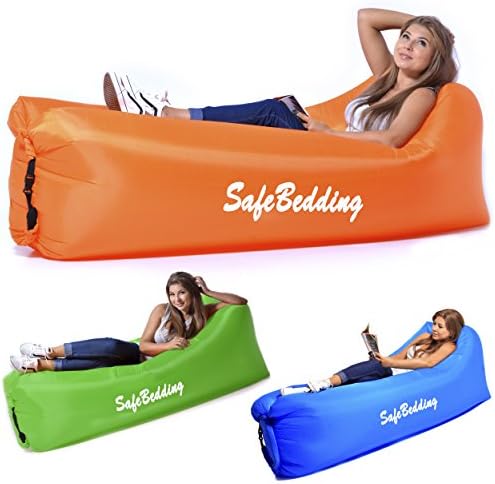 Inflatable Loungers Lazy Bag Air Lounger - Water Proof &amp; Air Anti-Leaking Hangout Bag Air Lounger for Beach Lake Camping &amp; Music Festivals (Orange)