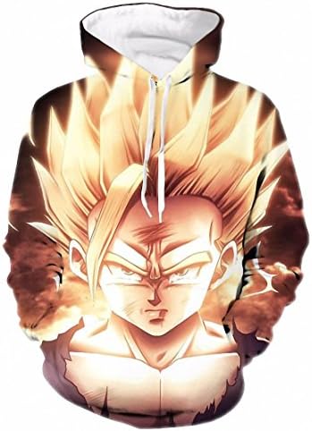 Newest Dragon Ball Z Super Saiyan Hoodies Harajuku Sweatshirt Men Pullovers Design Sky Blue XL