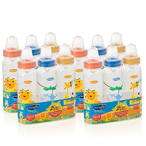 Evenflo Zoo Friends Bottle, 8oz 12 Pack