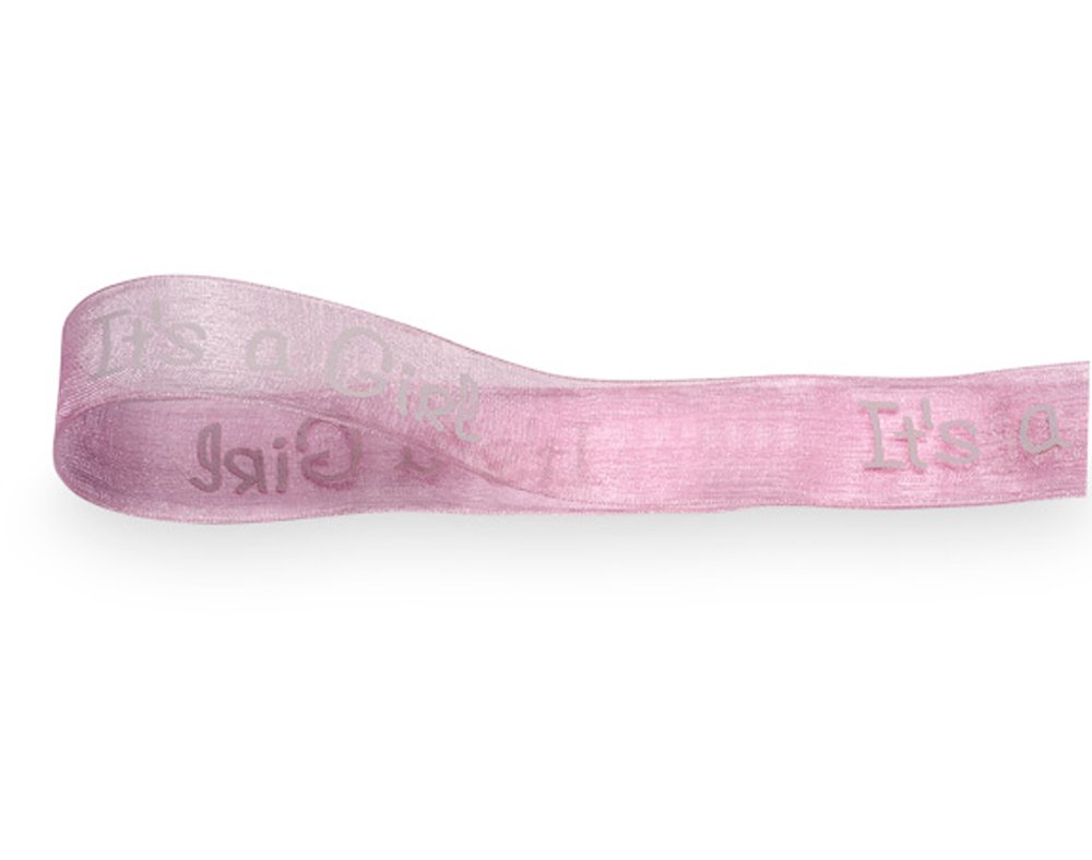 CLUB GREEN Organza Ribbon It's A Girl 25X25M, Fabric, Pink, 9.9 x 9.9 x 3.3 cm