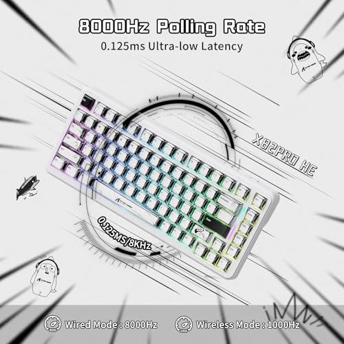 ATTACK SHARK X82PRO HE 75% Wireless Gaming Keyboard with Quick Trigger, Hall Effect Magnetic Switch Keyboard with Adjustable Actuation RT 0.01 mm, 8 KHz, Hot-Swap, RGB, Gamer (Comic)