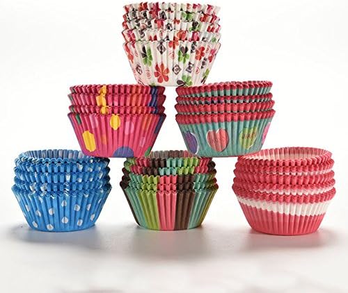 300pcs/se Cut Christmas Birthday Wedding Cake Decorating Tools Paper Muffin Cupcake Baking Cups random colort (Random Color)