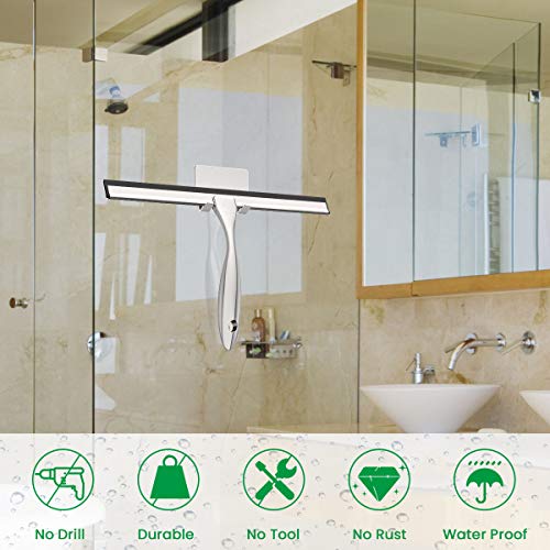 LPOLER Stainless Steel Squeegee for Shower Doors, All-Purpose Shower Squeegee for Bathroom, Window and Car Glass, 12 Inches