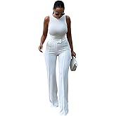 Charyeah Wide Leg Work Pants for Womens High Waisted Pants Business Office Trousers Straight Leg Pants for Curvy Bottom