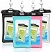 Waterproof Case, 4 Pack Veckle Floating Waterproof Phone Pouch Universal TPU Clear Phone Beach Bag Water Proof Dry Bag for iPhone X XR Xs Max 8 7 6 Plus, Samsung Galaxy, Black White Blue Pink