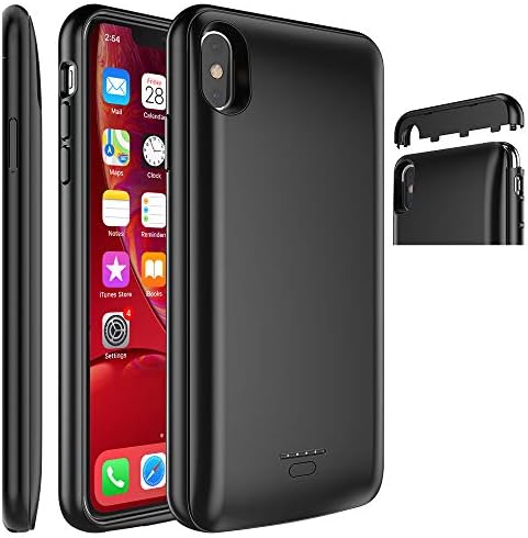 iPhone Xs Max Battery Case, DX Star 5000mAh Extended Battery Magnetic Design Rechargeable Battery Charging Case Protective Case [Support Headphone] Compatible iPhone Xs Max 6.5 inch, Black (2018)