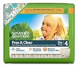 Seventh Generation Free and Clear Sensitive Skin Size 4 Baby Diapers with Animal Prints 108 Count
