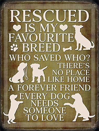 Rescued Is My Favourite Breed Who Saved Who? Metal Wall Sign