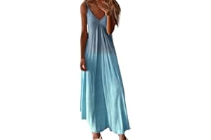aihihe Plus Size Maxi Dresses for Women Summer Casual Dress with Pockets Tie Dye Solid Color V Neck Sleeveless Dress