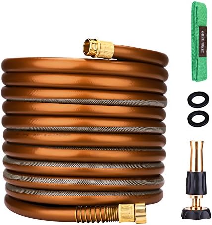 Greenbest Luminous Garden Water Hose, Heavy Duty No Kink w/ Premium 3/4 Aeronautical Nozzle, Bind Belt, Rubber Washers, for Watering lawn Yard/Garden Car Washing Pets Home Cleaning (75FT)