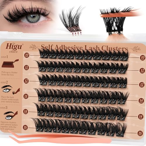 Higu clace False Eyelashes Self Adhesive Kit with Tweezers (Volume A) | Press And Go Eyelashes Without Glue And Removal, Mix 10-16mm, Easy To Use At Work, Travel, Weddings And Parties