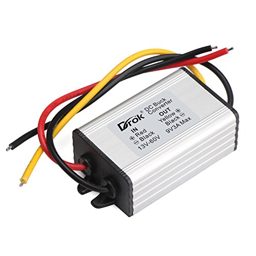 DROK DC-DC Buck Voltage Converter Car Battery Voltage Reducer Regulator 24V/36V/48V to 9V 3A Waterpr