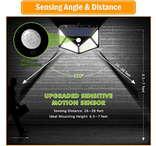 Inshere LEDs Solar Lights Outdoor Solar Motion Sensor Lights Wireless Security Lights Waterproof Solar Powered Lights for Steps Yard Garage Porch Patio