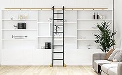 DIYHD 6.6FT Sliding Library Ladder Hardware Rolling