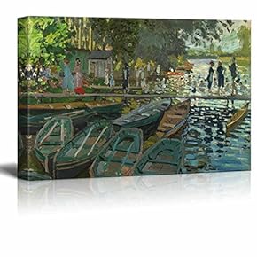 Bathers at La Grenouillere by Claude Monet - Canvas Print Wall Art Famous Painting Reproduction - 12" x 18"