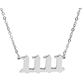 HUTINICE Angel Number Necklace, 18K Gold Plated Dainty 111 222 333 444 555 666 777 888 999 Pendants Choker Necklace For Women Numerology Minimalist Jewelry
