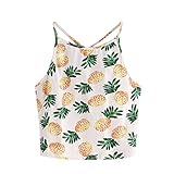 GBSELL Fashion Women Girl Summer Pineapple Print Tank Top Sexy Halter Top (S, Yellow)