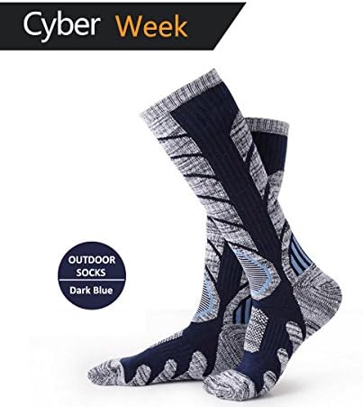Ski Socks Winter Cycling Socks Outdoor Running Cycling Snowboarding Skiing Sport Socks for Men and Women (L ( US 7-9 ), Dark Blue)
