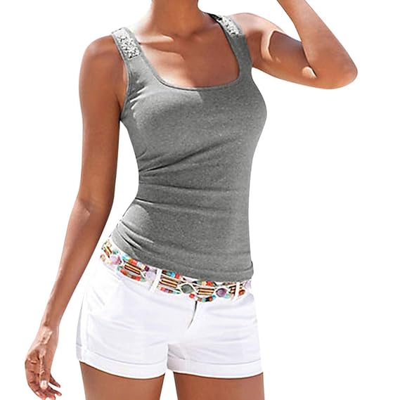 Sleeveless Sequin Vest Tops 