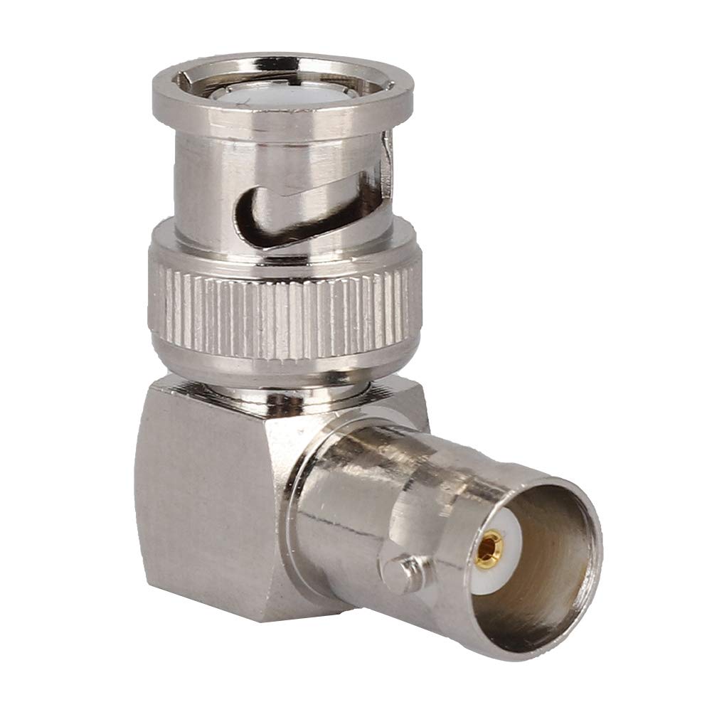 BNC Elbow Male Female Adapter, BNC Male Right Angle to Female BNC Adapter Connector, BNC 90 Degree Right Angle Adapter, Nickel Plated Brass, for Antennas, DAB Antenna Adapters