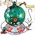 Grateful Gnome Hummingbird Feeder for Outdoors Hand Blown Glass Green Globe Wild Flower - 24 Fluid Ounces