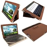 iGadgitz Brown 'Portfolio' PU Leather Case Cover for Asus Transformer Pad & Keyboard Dock TF700 TF700T TF700KL Infinity 10.1