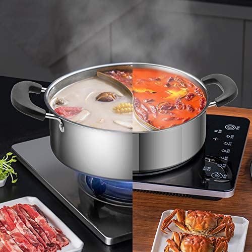 Hot Pot with Divider Stainless Steel Shabu Shabu Pot for Induction