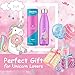 Onebttl Unicorn Stainless Steel Water Bottle, Kids Water bottle 17oz/500ml Double Wall Vacuum Insulated Thermo Bottle for Unicorn Party and Birthdays- Unicorn Party Supplies Aqua UnicornPower