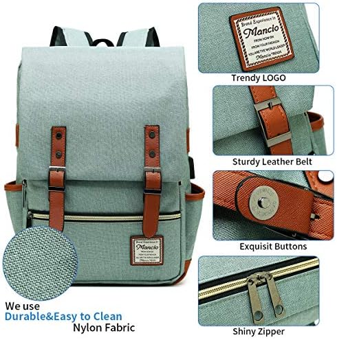 MANCIO Slim Vintage Laptop Backpack For women,Men For Travel, College,School Dayparks, Fits up to 15.6Inch Macbook 4 MANCIO Slim Vintage Laptop Backpack For women,Men For Travel, College,School Dayparks, Fits up to 15.6Inch Macbook