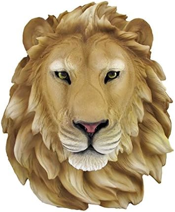 Large Aslan African Pride Lion Head Bust Hanging Wall Mount Sculpture Plaque