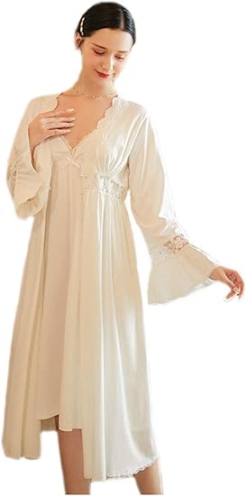 Amazon Slmjmy ネグリジェ パジャマ ルームワンピース ルームウェア ロング セット お寝巻き 長袖 ロング丈 春秋 お姫様気分に レディース 可愛い セクシー人気 春夏秋 ルームワンピース ネグリジェ 通販