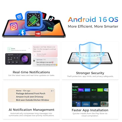 RebotAi Tablet 13.4 Inch, Android 16 Tablet with Octa-Core Processor, 32GB RAM+256GB ROM/ 1TB TF, 10000mAh Large Tablet 1920 * 1200 IPS, 5+16MP/GPS/Gemini AI/Widevine L1, Case Included