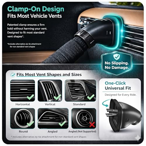 Swanoo Car AC Vent Extender | Air Vent Hose for Backseat | Directs Cool or Hot Air to Kids & Pets | Universal Fit | Extends Up to 10 FT | AC Tube for Baby Car | Back Seat Air Conditioning | BreezyBack